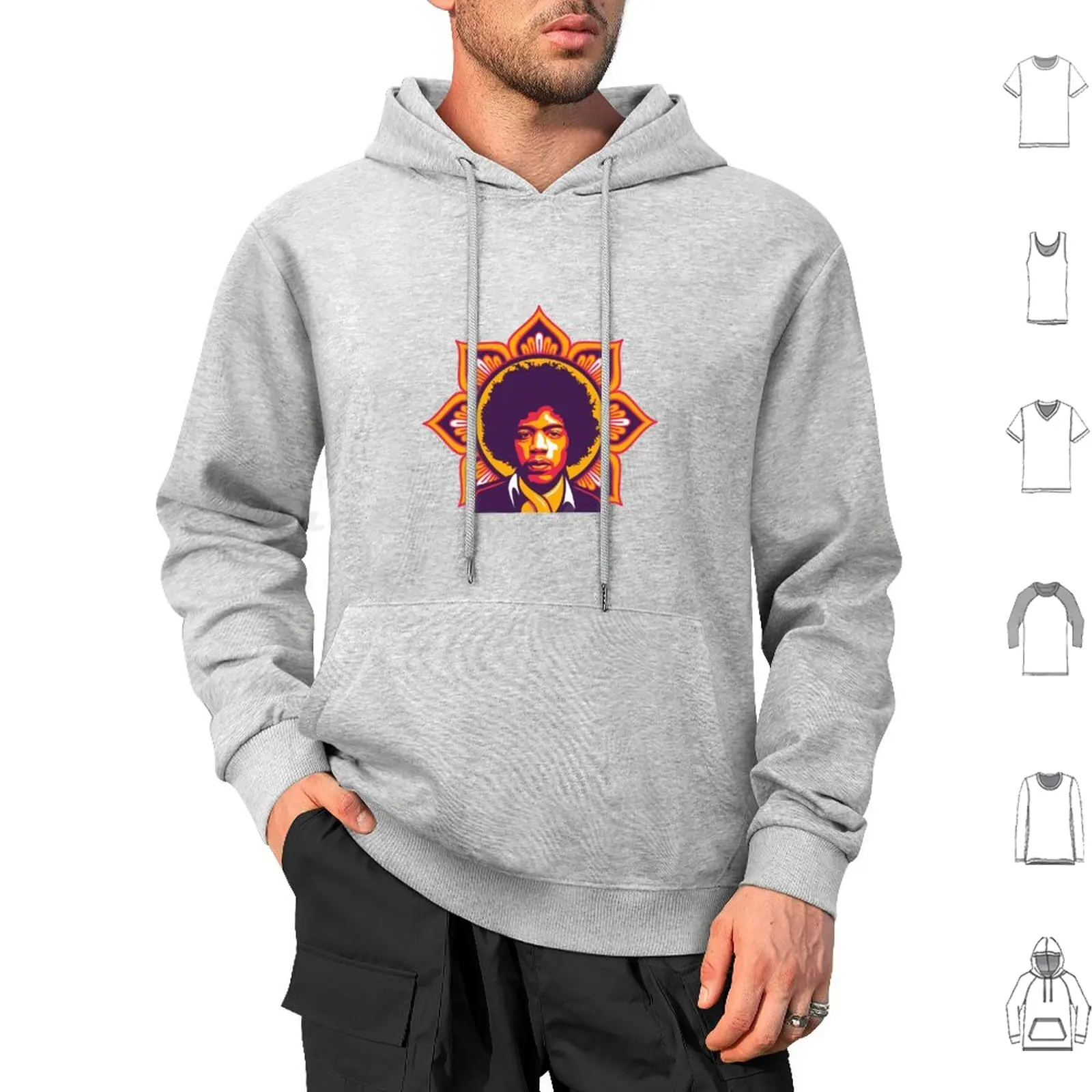 Jimi Flower Hoodies Long Sleeve Music 60S Jimis Cool Guitar 70S Psychedelic Hendrixs Father Psychedelic 60S Jimis