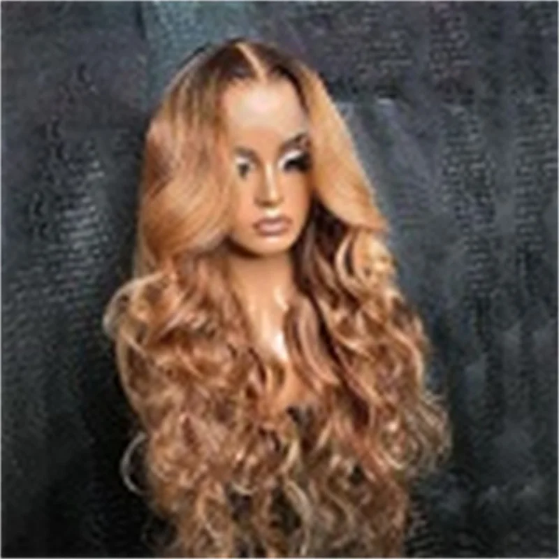 Ombre loira onda peruca com seda base, cabelo humano, cabelo do bebê, laço HD, cabelo europeu, preplucked, glueless, moda diária, 26 ", 5x5