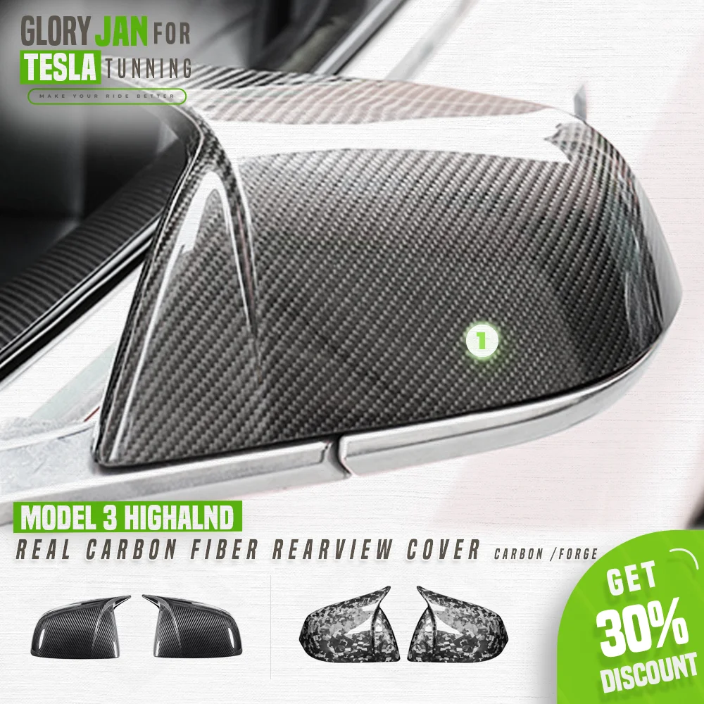 

Real Carbon Fiber Side Mirror Cover For Tesla Model 3 Highland 2024 Model Y Rear View Mirrors Cover Stick-on Cap Auto Accessory