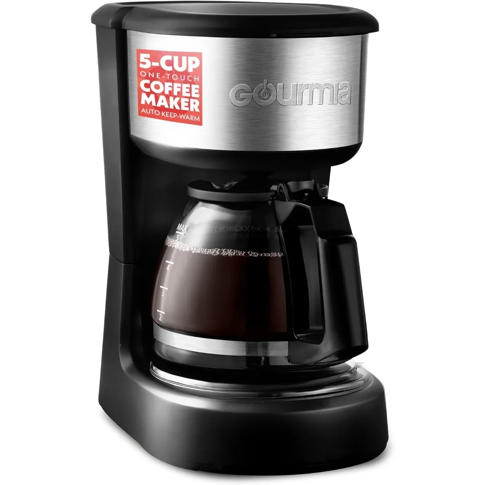 

Gourmia Coffee Maker – 5 Cup, One-Touch Brew, Pause & Serve, Automatic Keep Warm, Stainless Steel Accents, Black