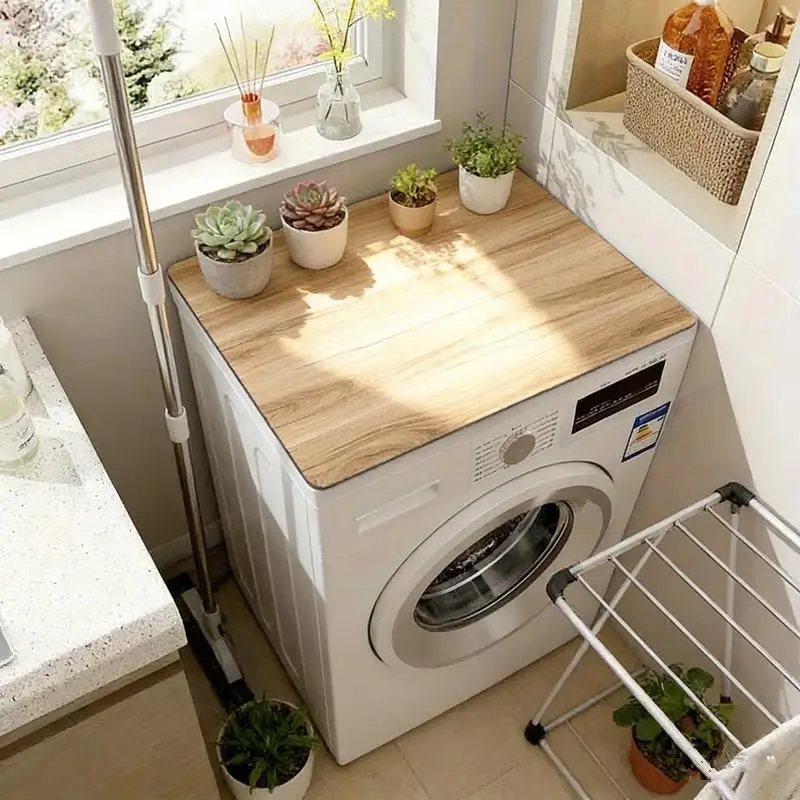 1pc Light Wood Grain Washing Machine Cover & Absorbent - Non-Slip Quick-Dry Laundry/Kitchen Counter Protector Mat, Home Decor