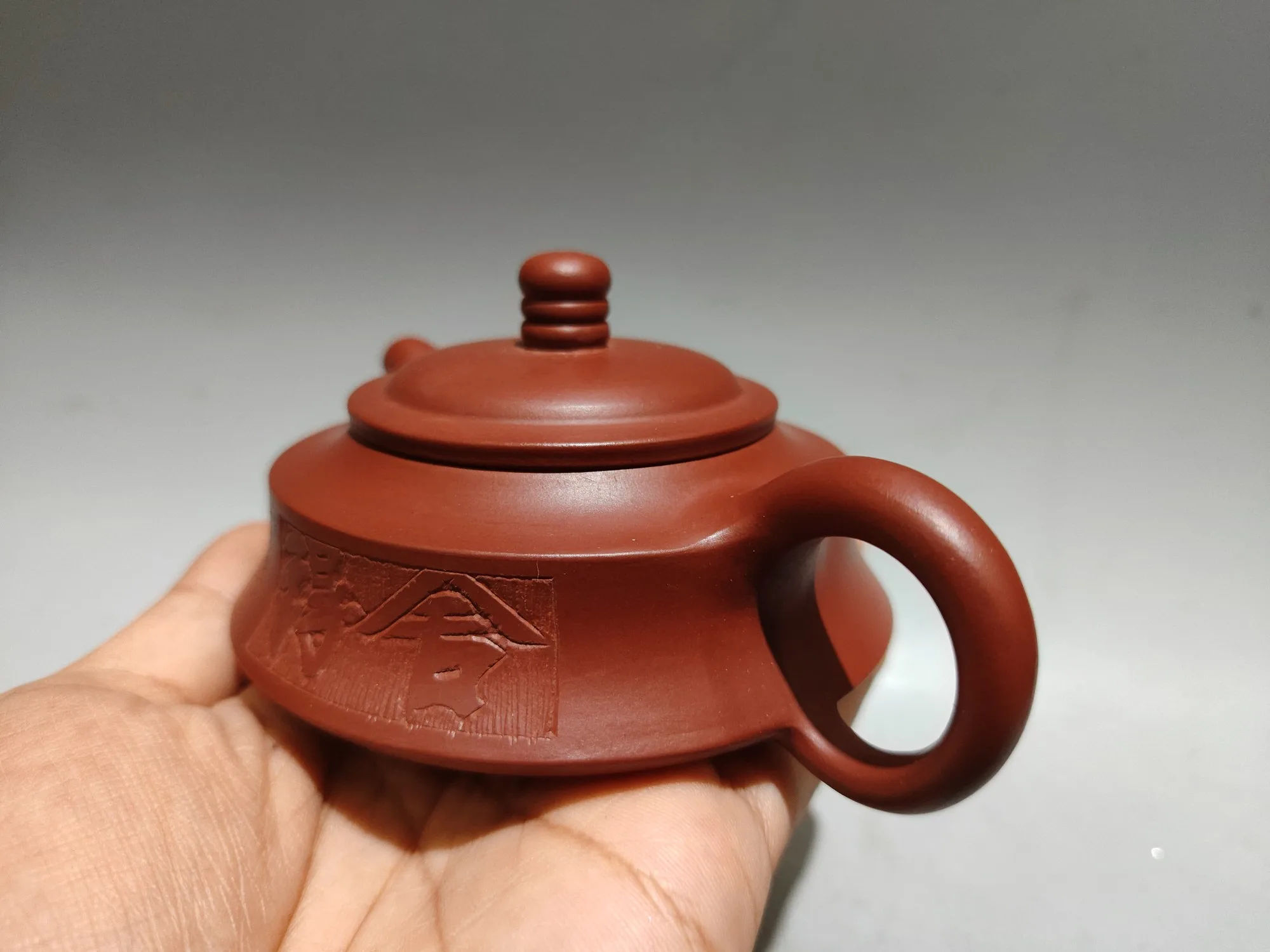 Yixing Teapot Purple Clay Pot Inscription quotes Shede Elliptical Pot Teapot Kettle Tasting tea ceremony Ornaments