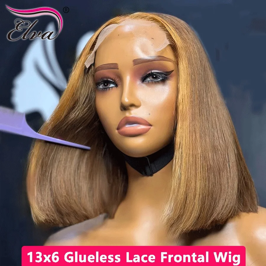 

Short Natural Hair Bob Wig Ombre Blonde Color Wig 13x6 Lace Frontal Glueless Wigs Human Hair Wigs Lace Frontal Women Wigs