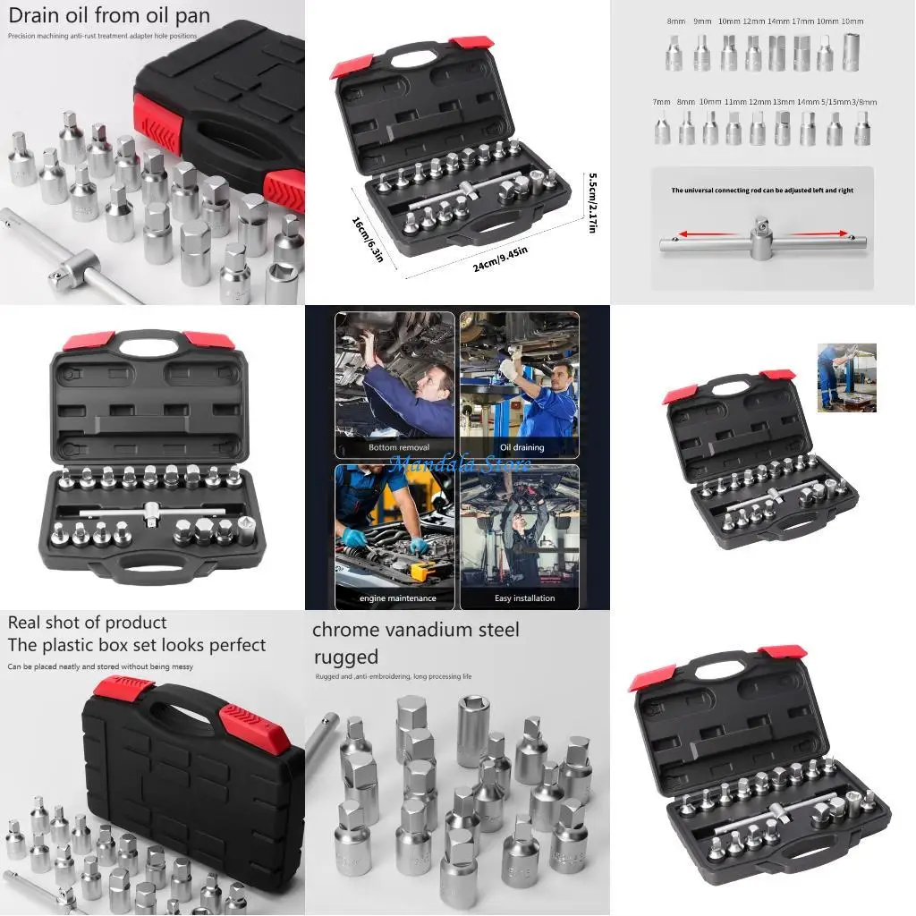 U2JC مجموعة أدوات السيارات الكاملة 18 قطعة مع مقبس مقاوم للتآكل مفتاح رافعة عالمي وحاوية تخزين محمولة #1