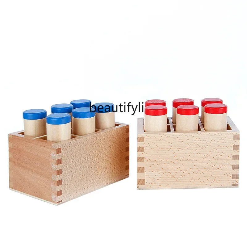 Wooden sound cylinder Children's early education educational sensory toys Children's training auditory gifts