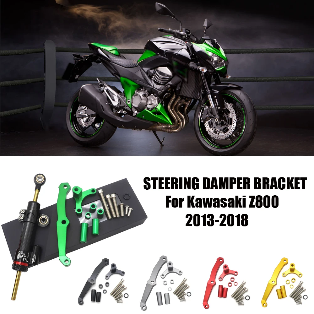 For Kawasaki Z800 Adjustable Steering Damper Stabilizer Bracket Mounting Holder Z 800 2013 2014 2015 2016 2017 2018 CNC Aluminum