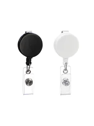 Lotto 50pcs ID Badge Holder Roller Clip Clip da cintura posteriore estendere il cavo di Nylon retrattile ospedale infermiera ufficio fiera bianca nera