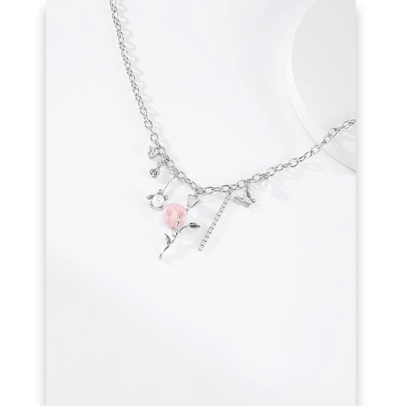 Eetit Trendy Roze Hars Parel Bloem Vlinder Kraag Ketting Hanger Voor Vrouwen Origineel Design Temperament Zomer Sieraden