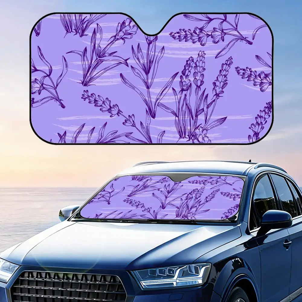 

Солнцезащитный козырек с цветами лаванды, складной, для лобового стекла автомобиля, защита от УФ-излучения, отражающий, теплоизоляционный, многоразовый чехол