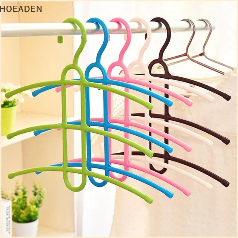 1Pc Plastic Fishbone 3 Layer Multifunctional Clothes Hanger Wardrobe Organizer Space Saver Clothes Hanger Anti-skid Clothes Rack