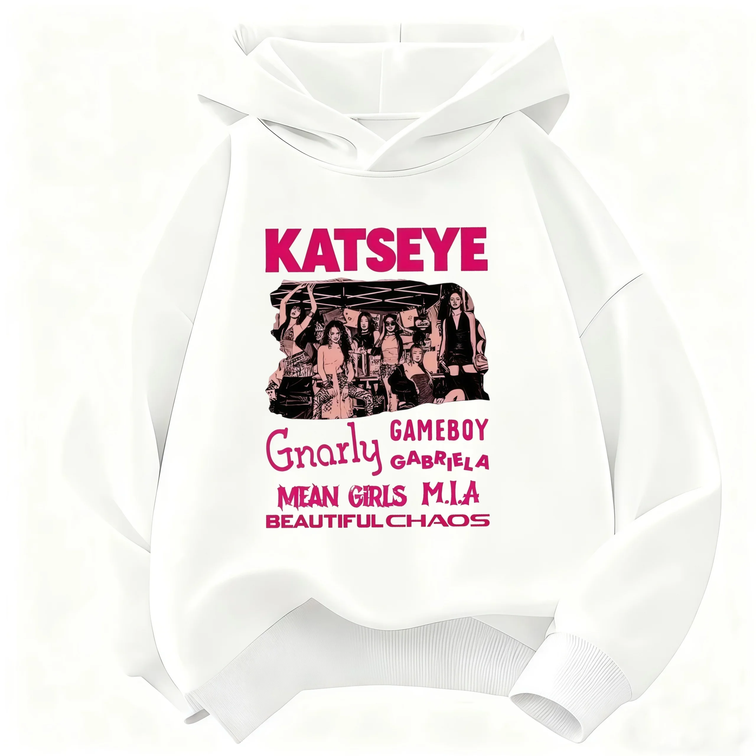 Kinder Rosa KATSEYE Cartoon-Figur Hoodie Kinder Lockerer Lässiger Kapuzenpullover Mädchen Mode Grafik Pullover Alltags-Oberteil – Detail 2