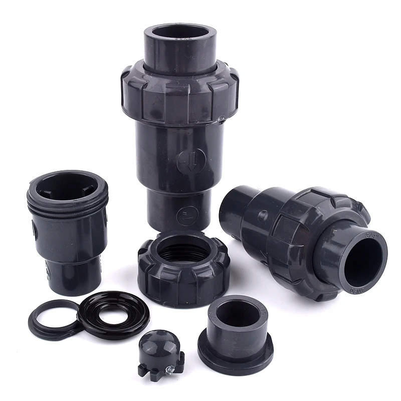 20~110mm UPVC Ball Check Valve One Way Valve Garden Irrigation Water Pipe Fittings Industrial Water Treatment Non-return Valve