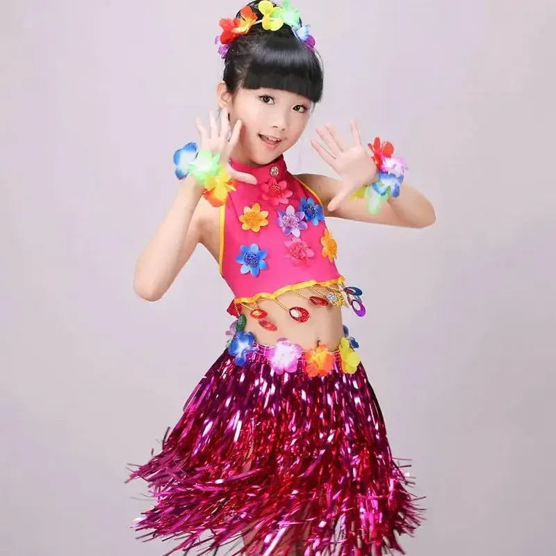 Children's Table Performance Dress Kindergarten Dance Dress Girl Hula Environmental Protection Stage Catwalk Parent-child Clothe