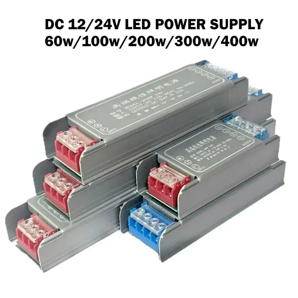 1Pcs DC 12V 24V Switching Power Supply 60-400W AC100-264V Power Adapter Aluminum Profile Short Circuit Protection
