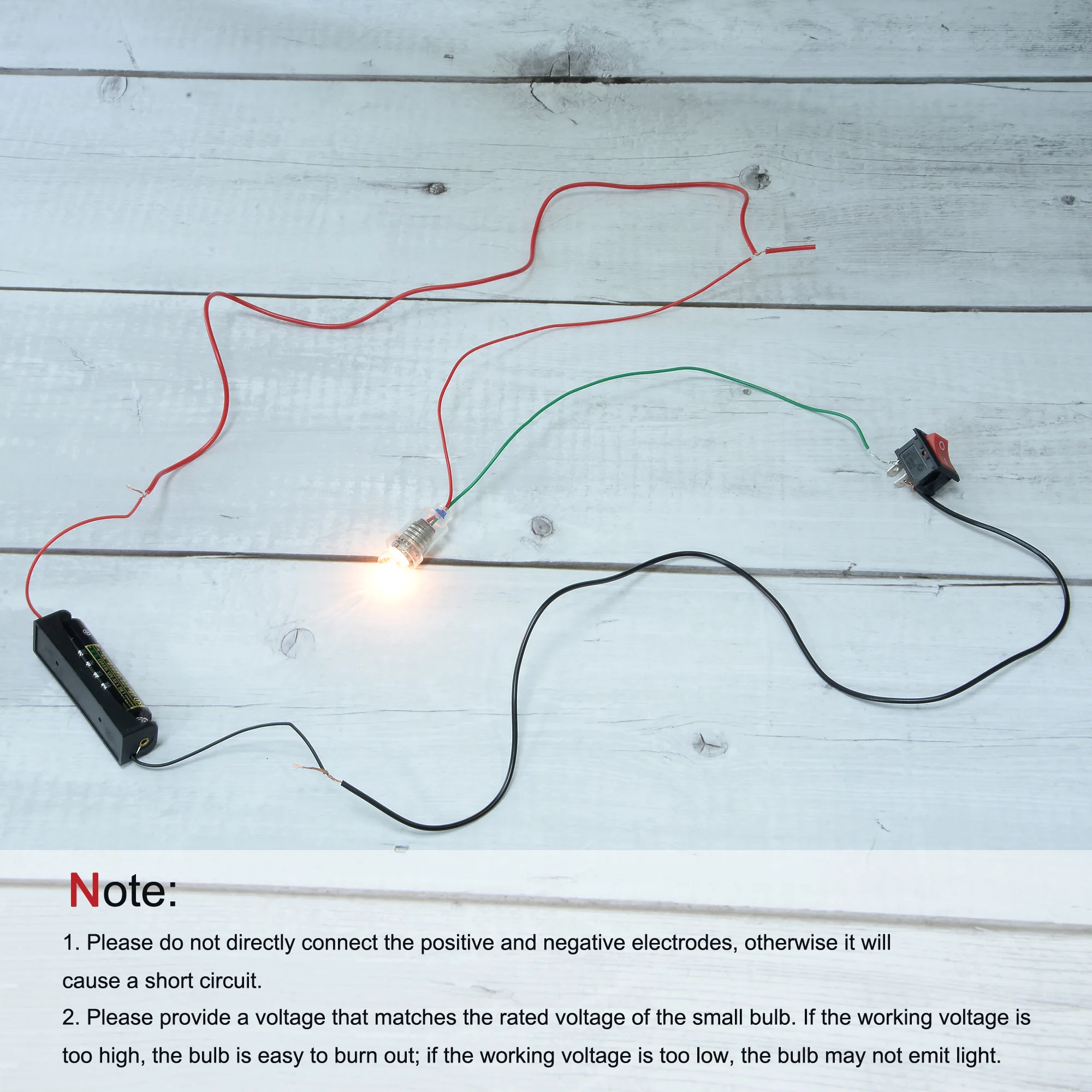 Set di esperimenti per circuiti uxcell 10 pezzi lampadina 1.5V, 1 scatola batteria/interruttore/portalampada, 2 fili