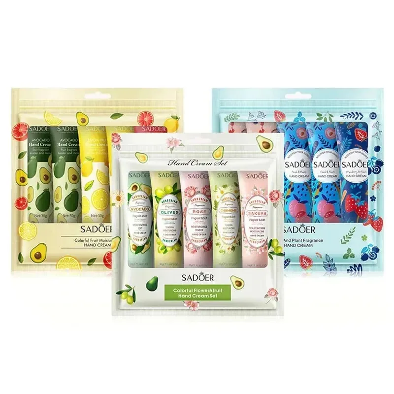 5 Pieces/Set Fruit Plant Fragrance Hand Cream Set, Moisturizing, Repairing, Anti-Drying Hand Lotion Set, Hand Skin Care Products