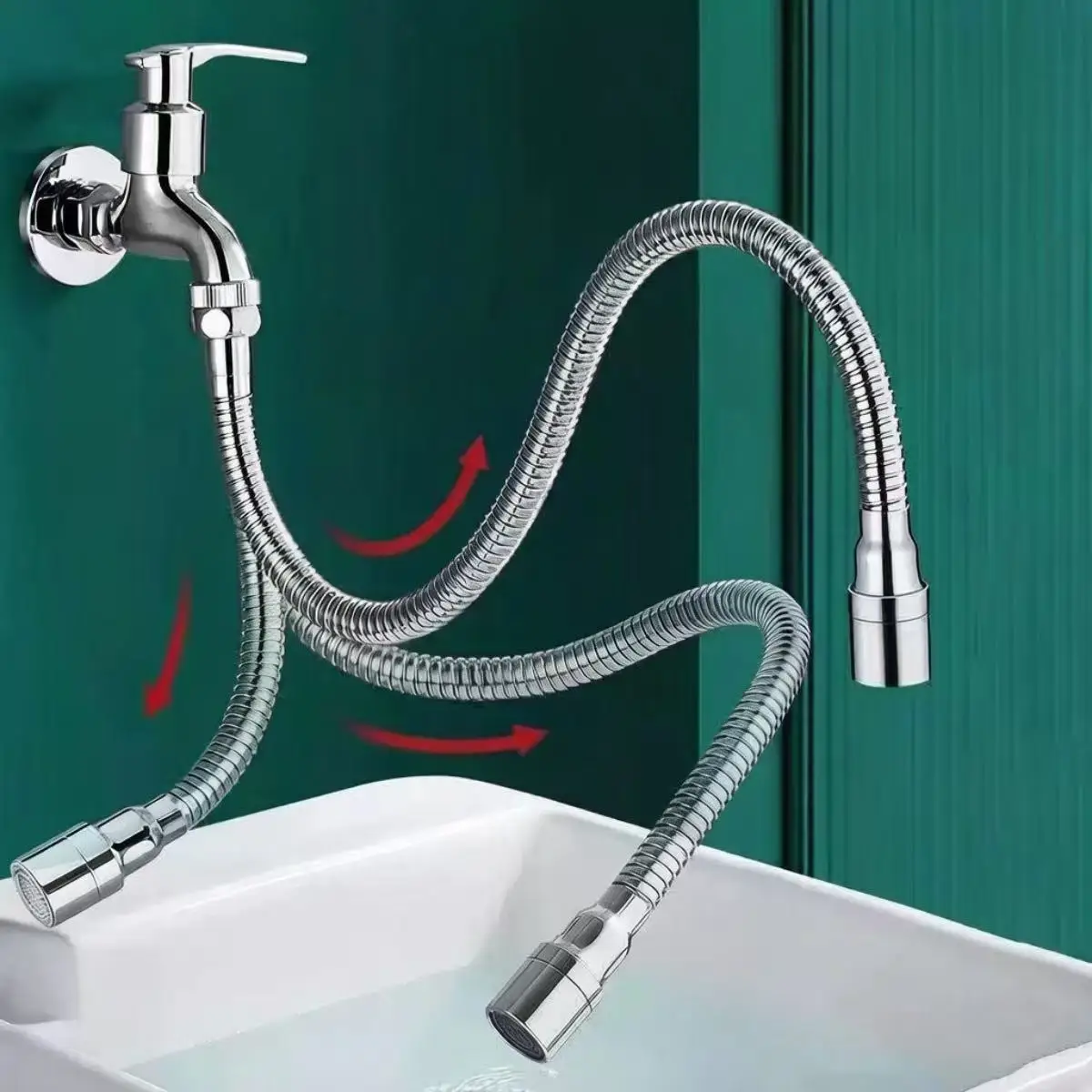 Aço Inoxidável 360 °   Extensor de Torneira Universal com Bico Anti-Respingo e Aerador Flexível para Pia - Acessórios de Cozinha