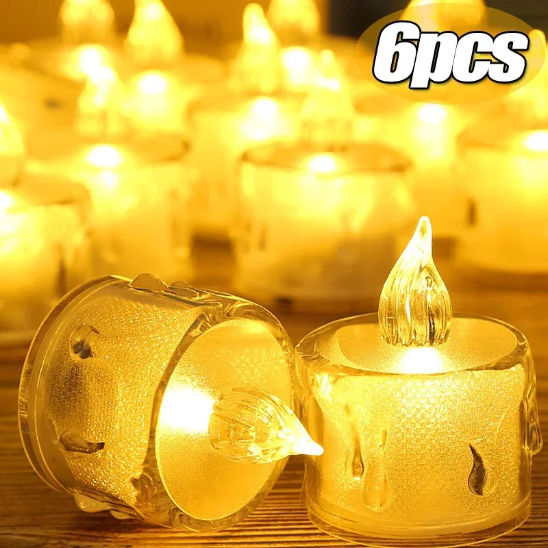 

6/3Pcs LED Candle Battery Operated Simulation Flameless Tea Lights Romantic Candle for Wedding Christmas Decoration Table Lamp