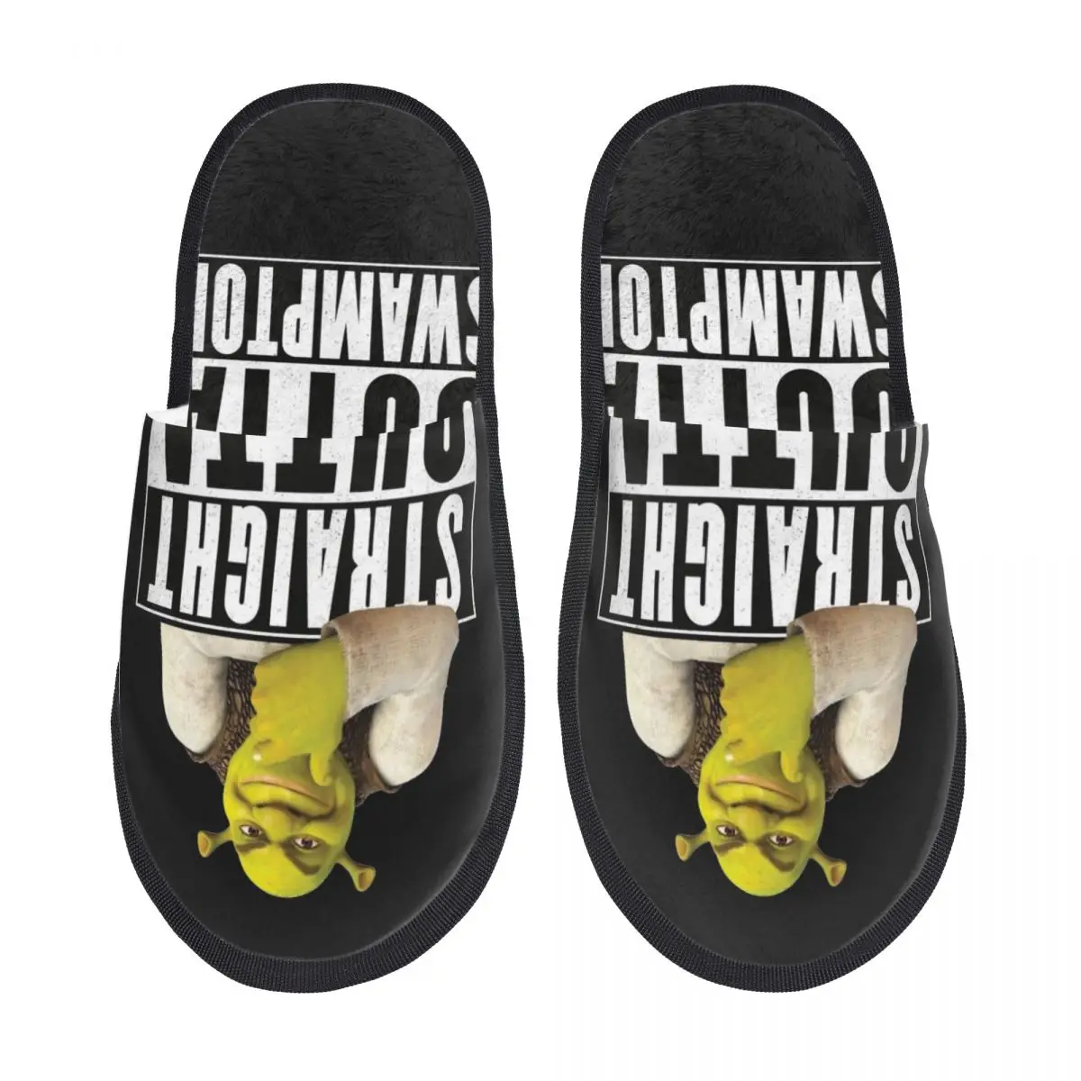 Shreks Straight Outta Swampton Winter Cotton House Slippers Bedroom Funny Soft Household Fur Slides Slippers Non-slip