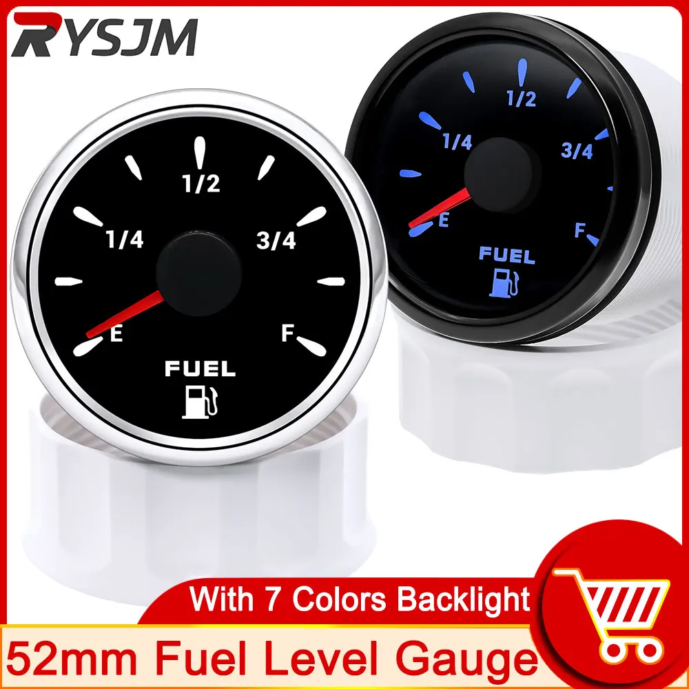 AD 52mm Fuel Level Gauge 7 Color LED signal 0~190 240-33ohm fuel level pointer Oil Tank Level Indicator for Marine Boat Car