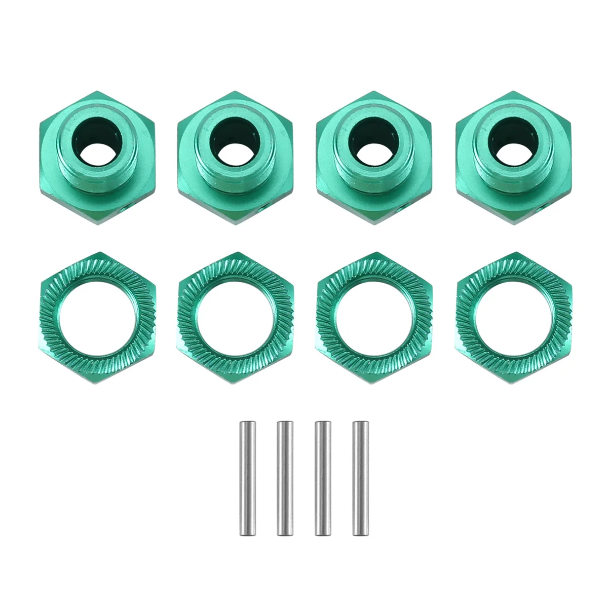 Metal 17mm Wheel Hex Hub Adapter with Nut for Arrma 1/8 3S Typhon 1/10 Big Rock V3 RC Car Upgrade Parts,Green