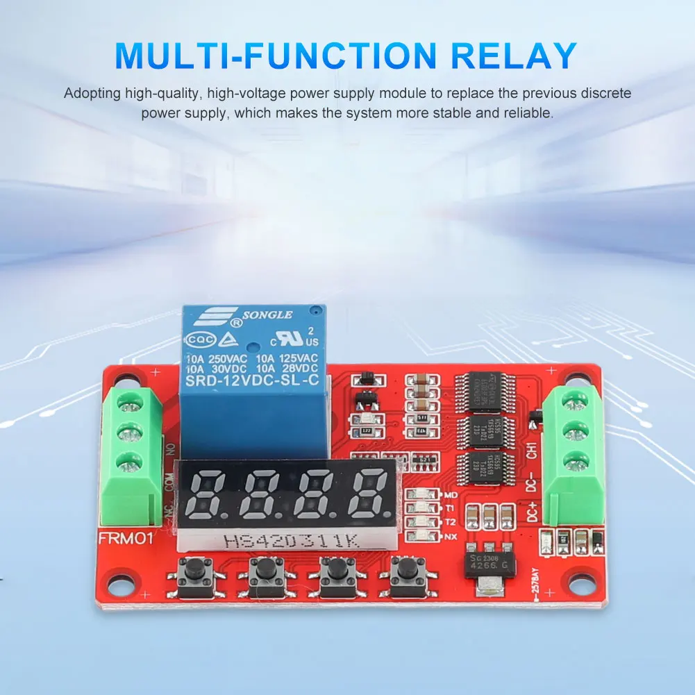 FRM01 LED Digital Time Delay Relay Module Infinite Loop Relay Module DC 5V 12V 24V1CH Loop Delay Self-Locking Timing Board