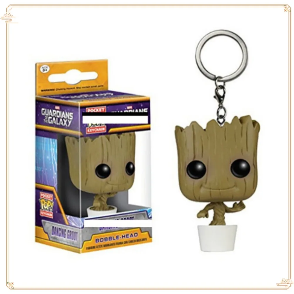 FUNKO POP Guardians of The Galaxy Keychain Classic Birthday Collection Dolls Backpack Pendant Groot Model Funny Toys Keychain