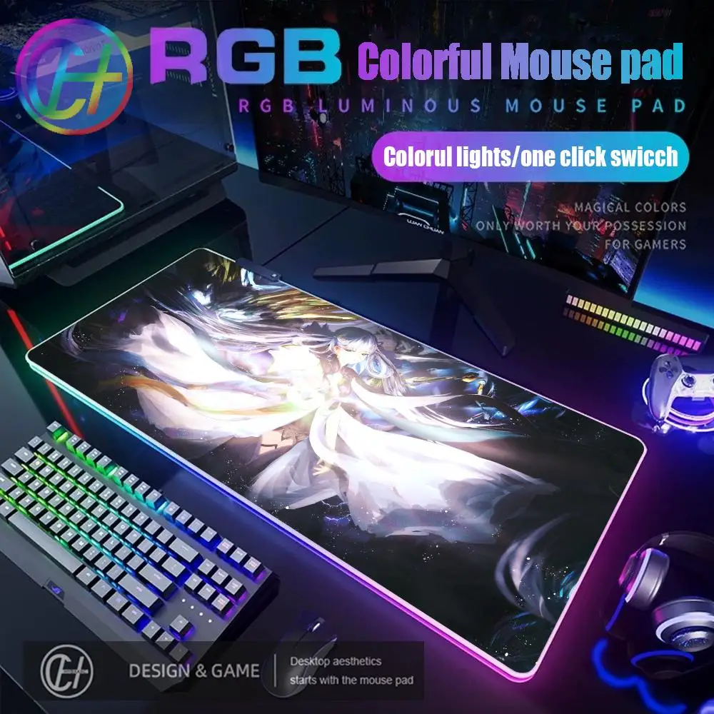 

Игровой коврик для мыши HYBXAXC Wuthering Waves Clouds Dragon RGB, настольный коврик для геймеров, большой HD-коврик с LED-подсветкой XXL