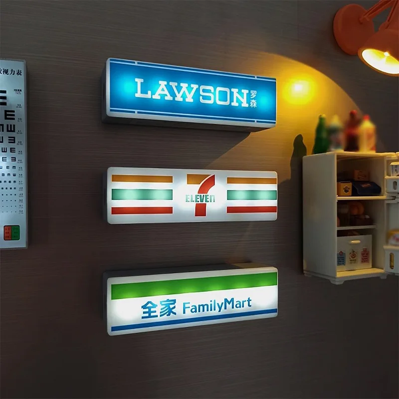 Pegatina de succión magnética para refrigerador, pegatina luminosa para refrigerador de tienda de conveniencia, modelo Lawson 711 de succión magnética creativa