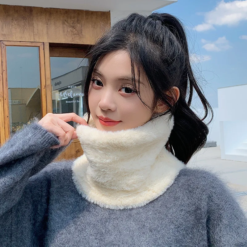 2027 New Winter Thickened Plush Scarf for Women, Knitted Face Mask Integrated Cold-Proof and Warm Neck Protector for Cycling, Ve