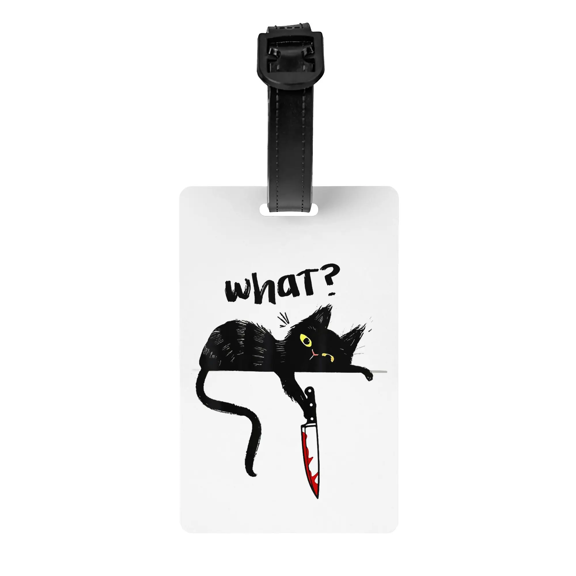 Cats What Funny Blacks Cats Luggage Tag Privacy Protection Murderous Cats With Knife Baggage Tags Travel Bag Labels Suitcase