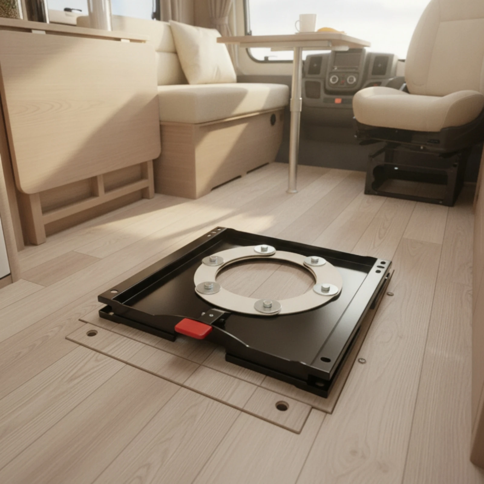 Rotating Seat Base Plate Slimline Swivel Seat Base with Release Lever Swivel Mount Smooth Rotation Hardware Locking