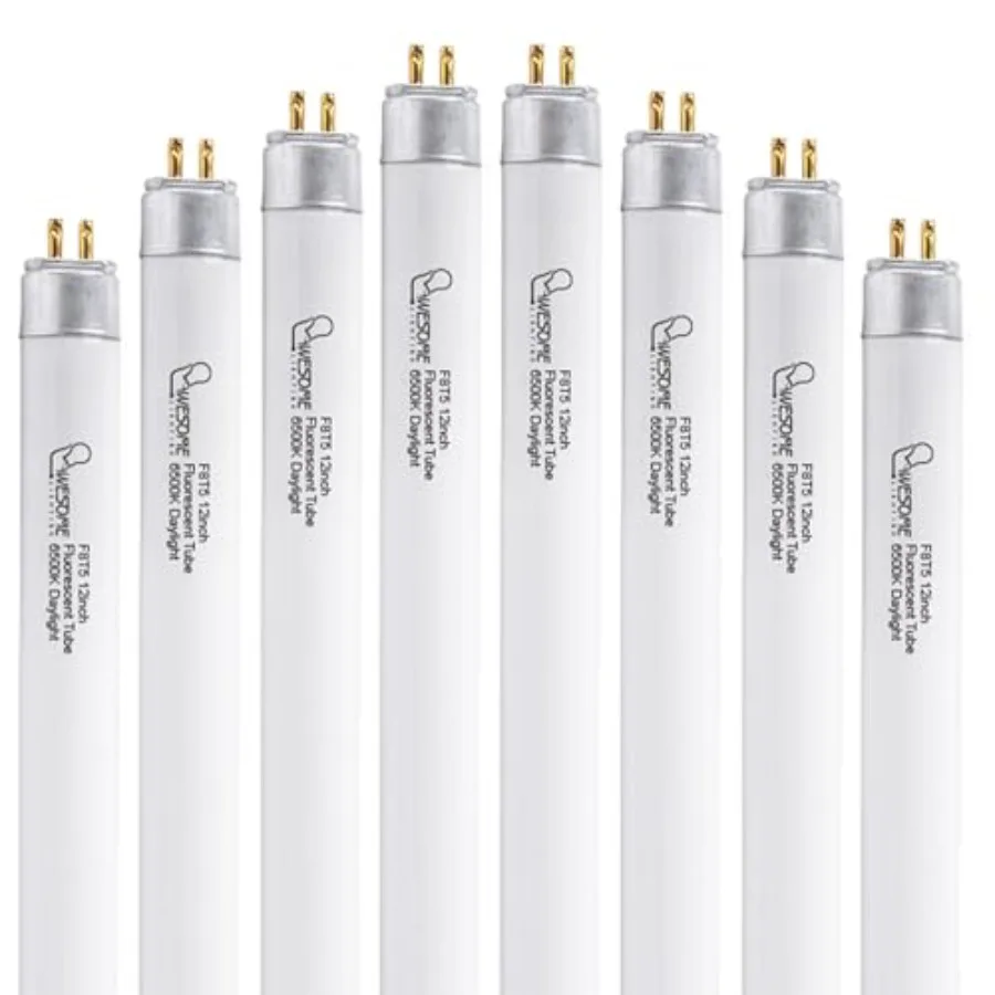 8 Pack 12 Inch F8T5/DL Fluorescent Light Bulb, 6500K Daylight, T5 8 Watts Fluorescent Replacement Bulb for Counter and Cabinet