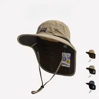 Unisex Summer Wide Brim Waterproof and Quick-drying Panama Caps Outdoor Visor Bucket Hats Mesh Breathable Sun Hat with Neck Flap