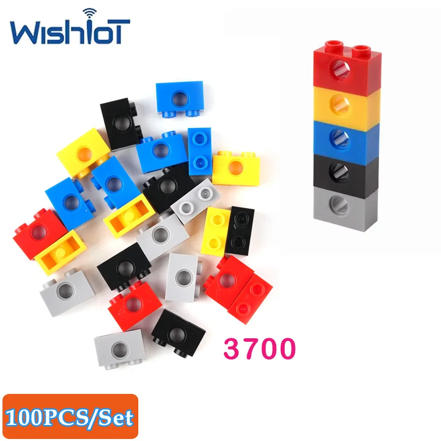 

100PCS/Set 3700 1x2 With 1 Hole Technology Building Blocks Parts Educational Assembly Toys MOC Small Bricks DIY Accessories