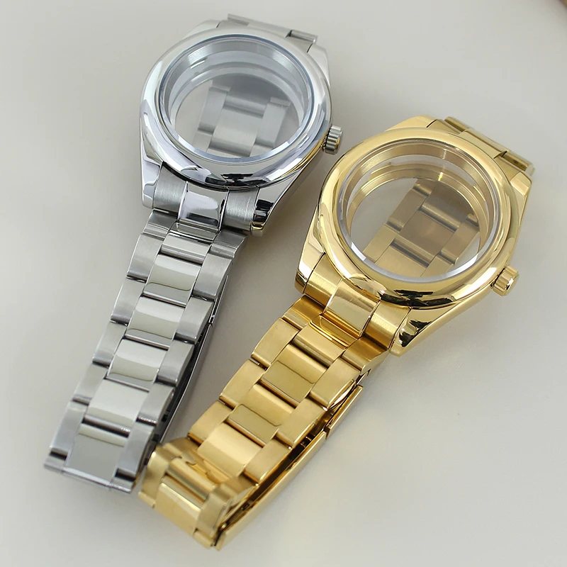 36mm/39mm caixa de relógio pulseira safira parafuso coroa para seiko nh35 nh36 nh34 miyota8215 movimento nh35 acessórios de relógio oyster