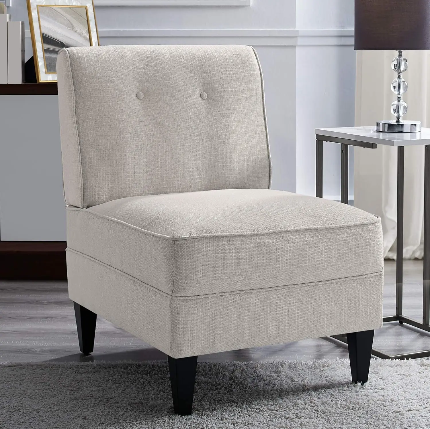 Serta Copenhagen Accent Chair Button Tufted Backrest, Sinuous Spring Seat Cushion, Rubberwood Legs, Upholstery For Living Room,