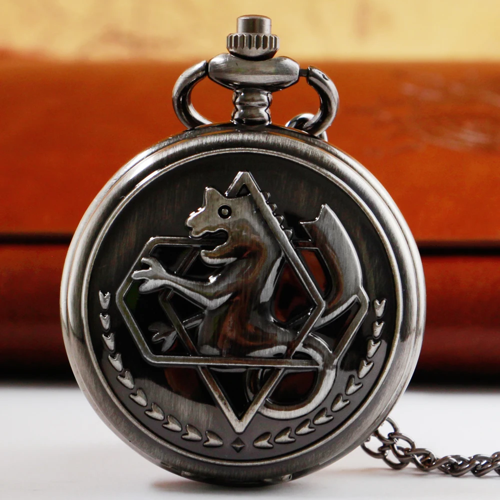 

Hot Fashion Fullmetal Alchemist Series Quartz Pocket Watch Steampunk Men Women Necklace Pendant Fob Chain Pocket Timepiece