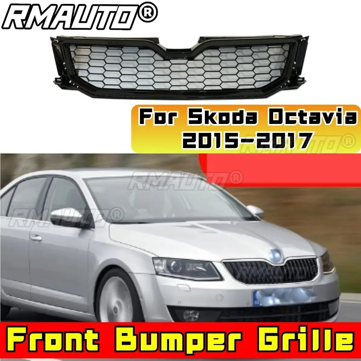 For Skoda Octavia Bumper Grill Racing Grills Car Front Grille Grillg Exterior Part For Skoda Octavia 2015-2017 Car Accessories