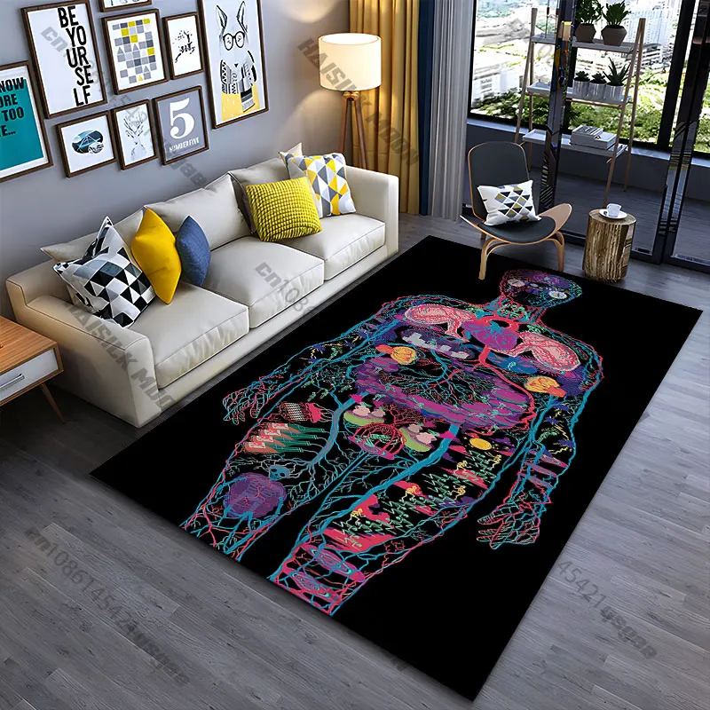 Human anatomy interconnected with symbolism carpet Yoga living room room decor children's crawling mat doormat area rug