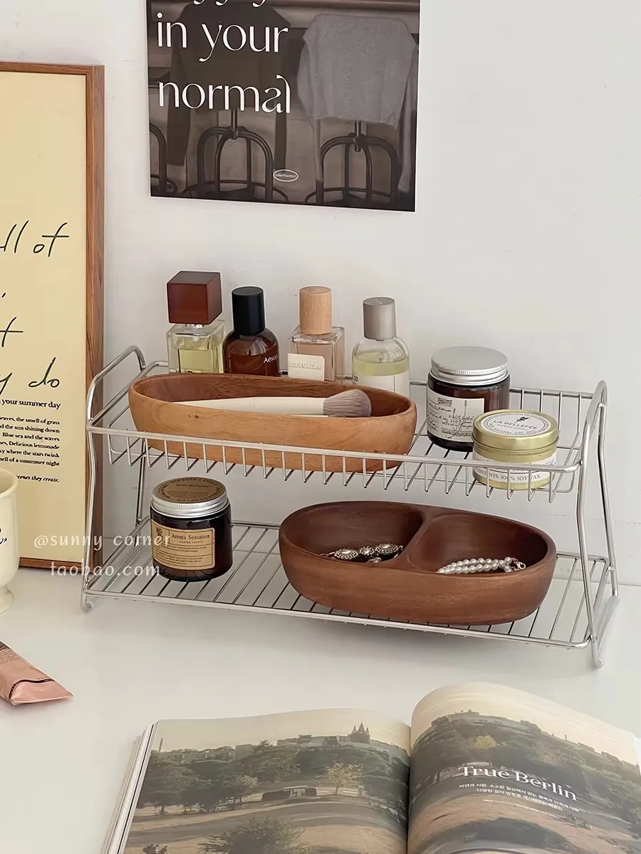 simple-stainless-steel-creativity-double-layer-storage-rack-living-room-work-surface-sundries-cosmetics-sort-out-placement-rack