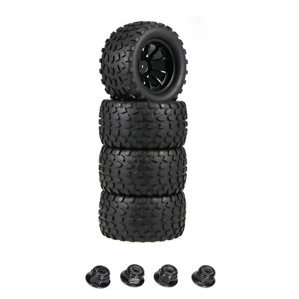 Pneus et jantes en caoutchouc RC Monster Truck, 125mm, 12mm Hex avec nylon, verrouillage 4mm, kg pour Trxs HimPain HSP Gardens I Redcat, 1/10, 4 pièces