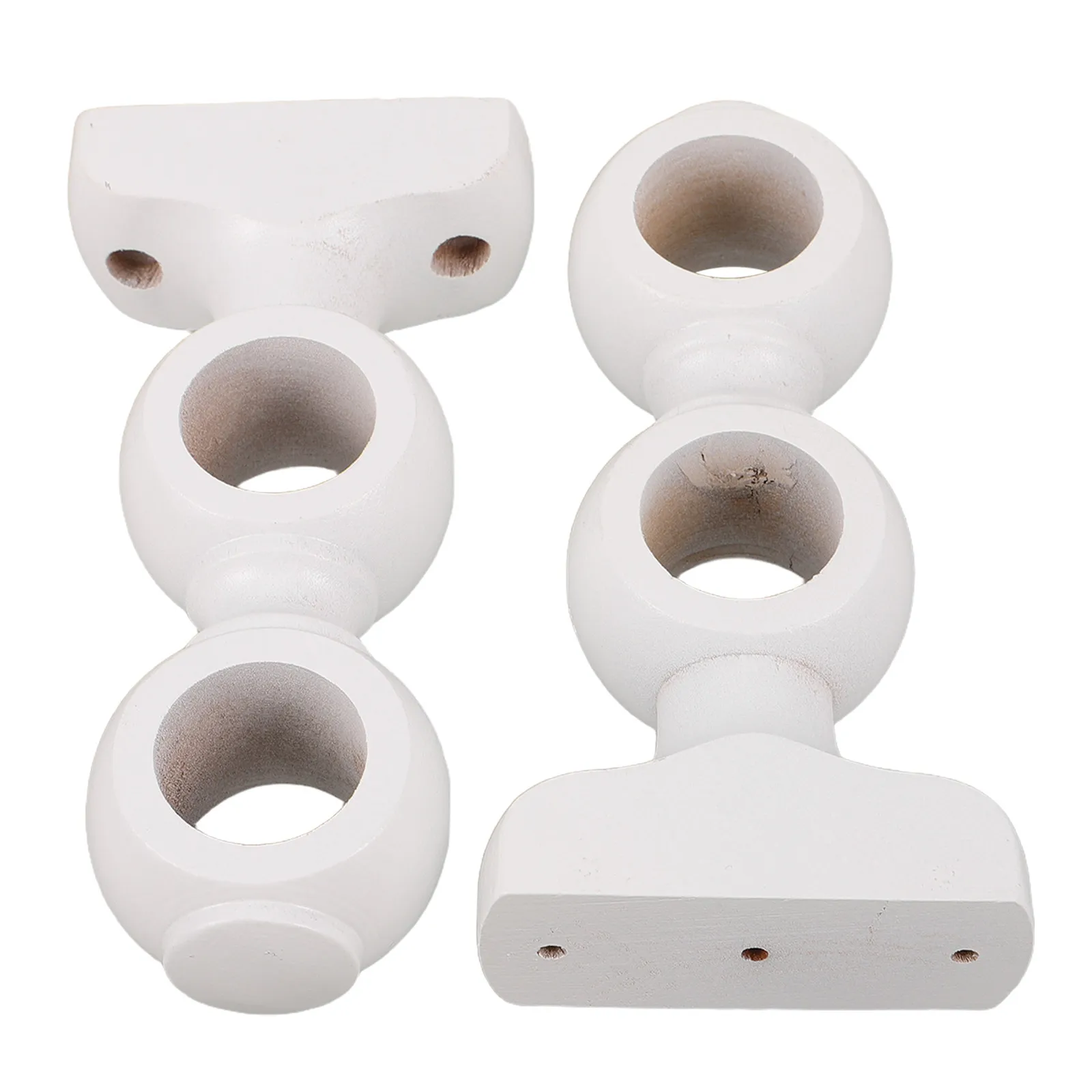 2Pcs Wood Curtain Rod Double Bracket Decorative Wall Mounted Drapery Pole Support Holders for Windows Strong Stable White