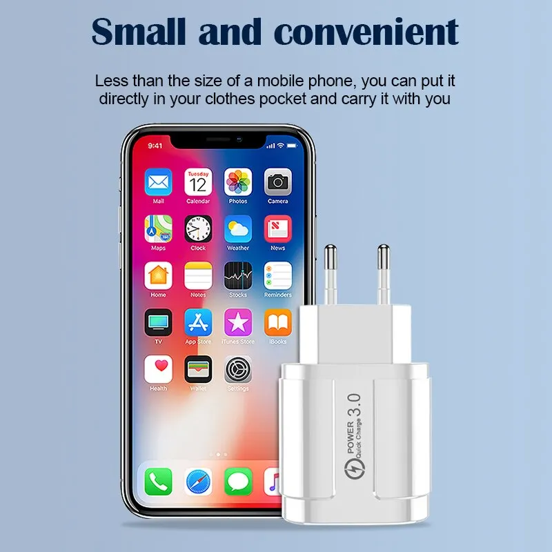 4 Ports 38W USB Charger USB A Charger US/EU Plug Fast Charging Quick Charge 3.0 Mobile Phone Wall Chargers For iPhone Samsung