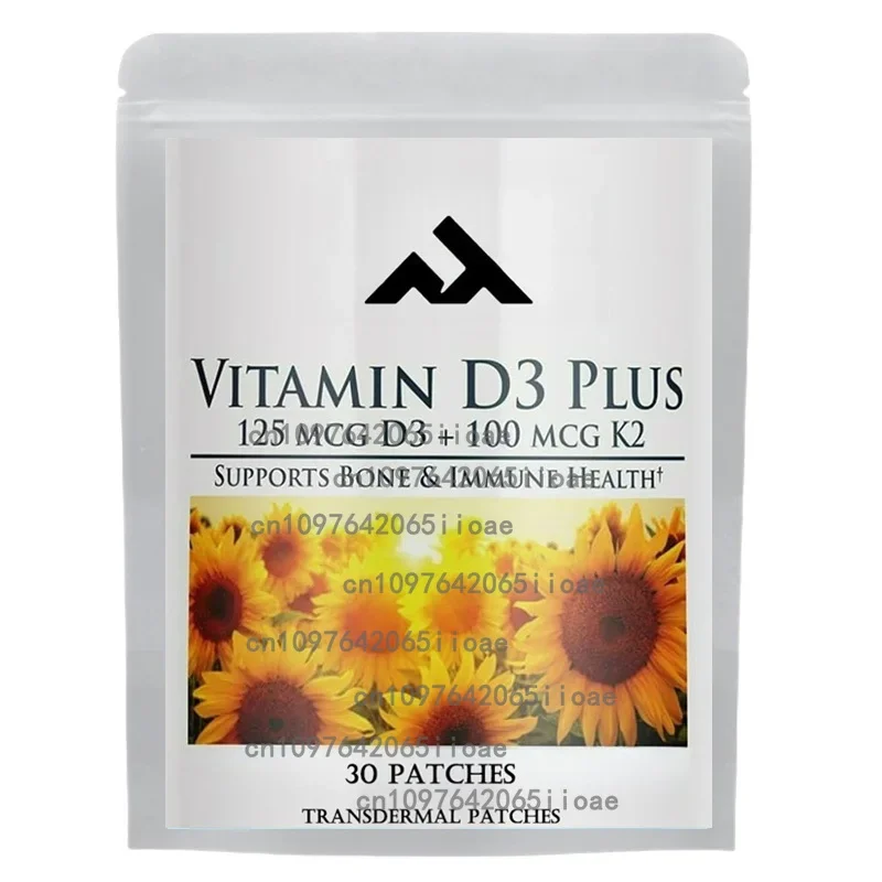 

Premium Non-GMO Vitamin K2 with D3 Patches Biologically Active MK-7 - Includes Vitamin D & K Complex Biotin & Folic Acid