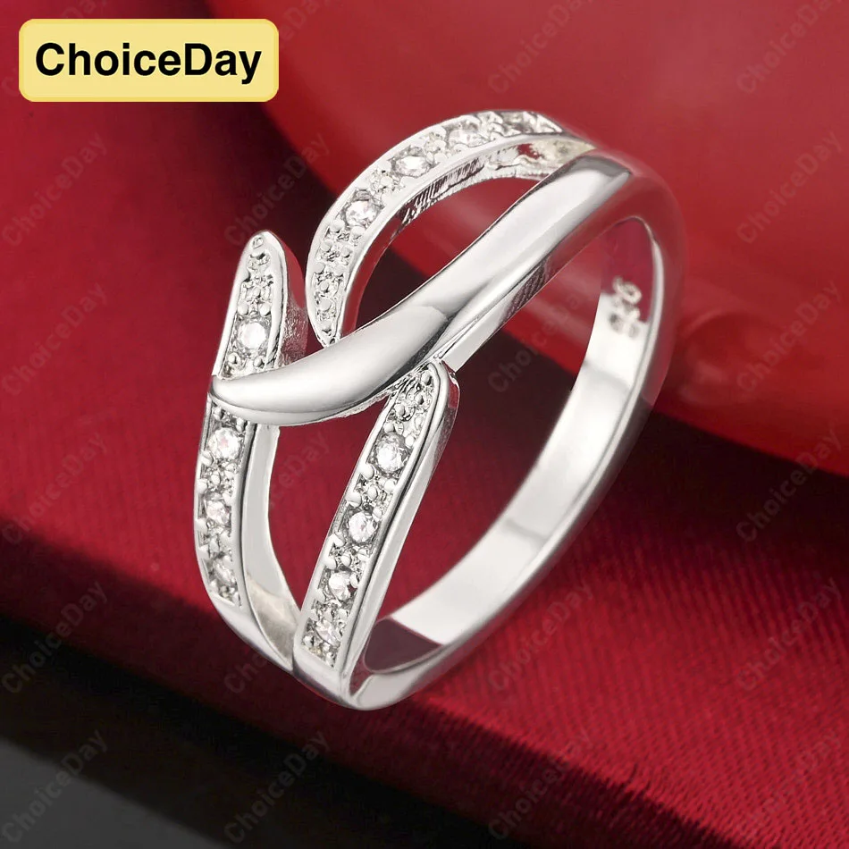 

ChoiceDay Elegant 925 Sterling Silver 7-10 Exquisite Geometric Ring Women's Temperament Party Jewelry Accessories