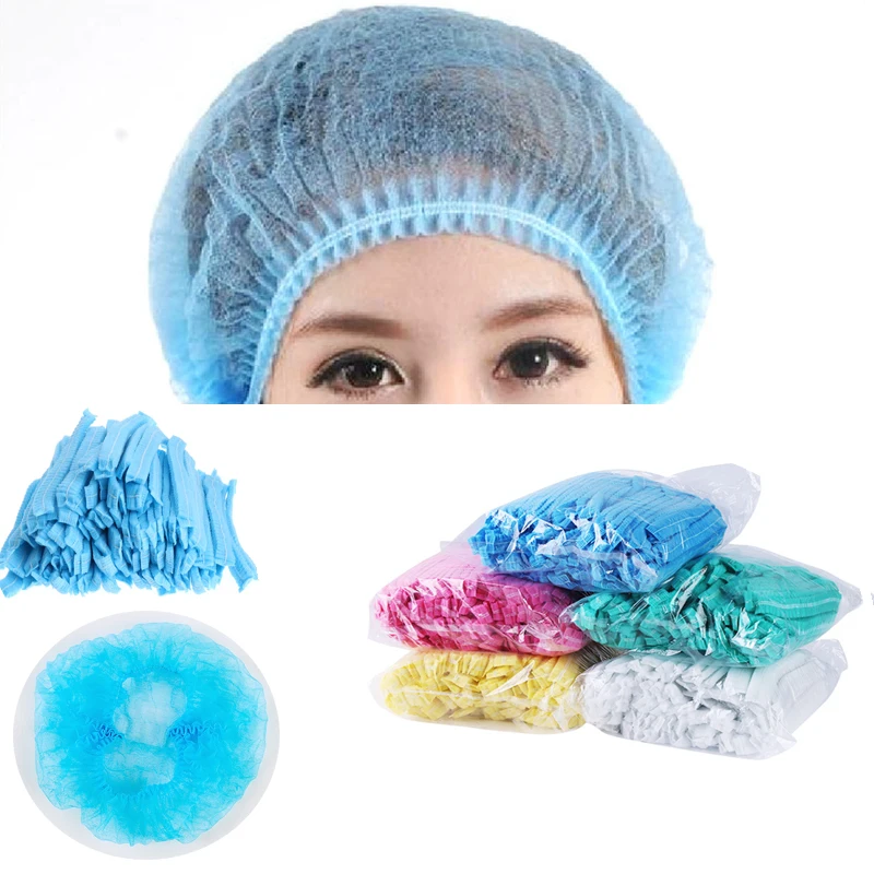 

100pcs Disposable Non Woven Strip Cap Breathable Dustproof Anti-Hair Loss Chef Food Workshop Beauty Salon Head Cover