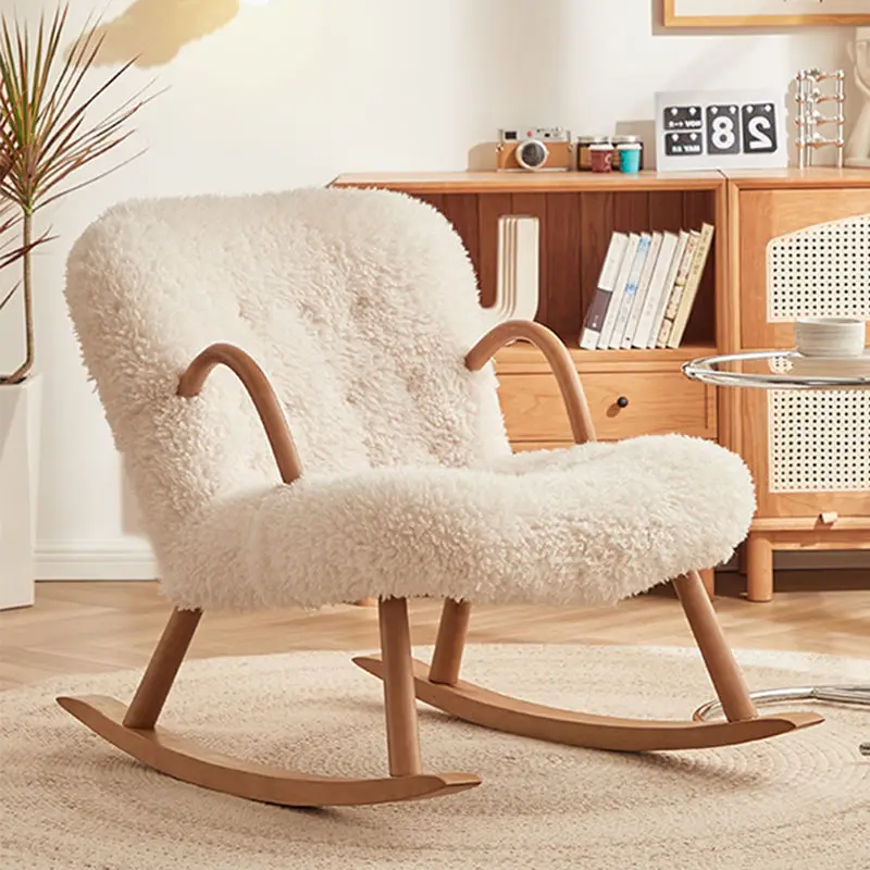 Rocking Chair Sofa Lamb Wool Reclining Chair Internet Celebrity Home Balcony Leisure Rocking
