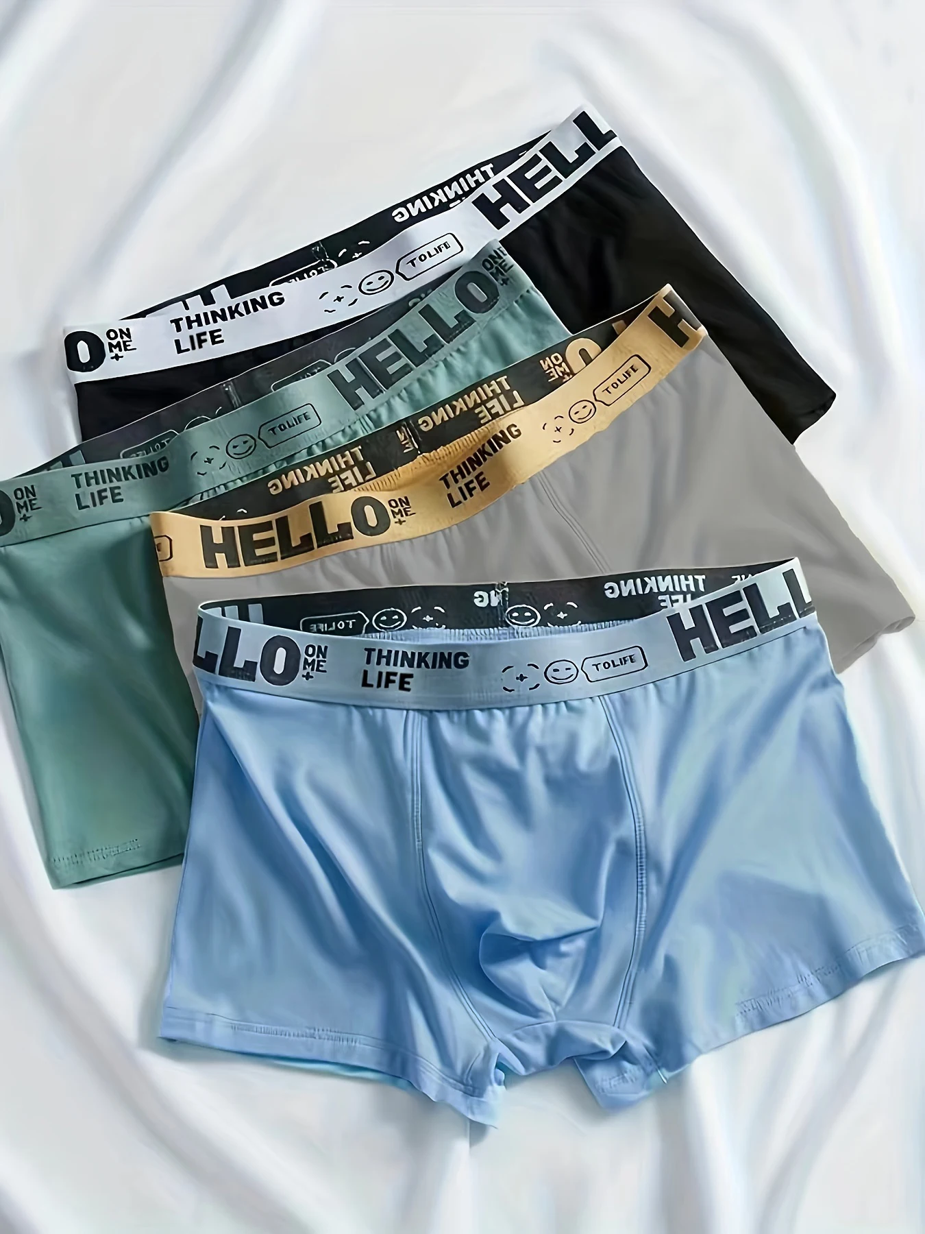 

4-Pack Men's Cotton Boxer Briefs - HELLO Waistband, Soft, Breathable, Stylish, Durable