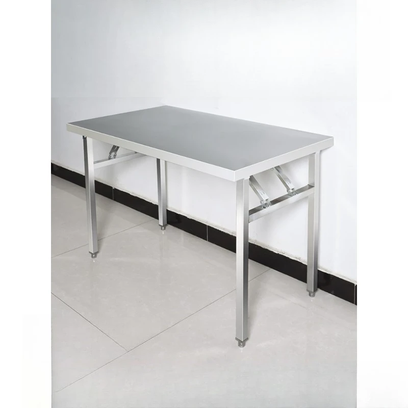 Thickened stainless steel folding table Household long table Commercial rectangular outdoor barbecue stall Portable dining table